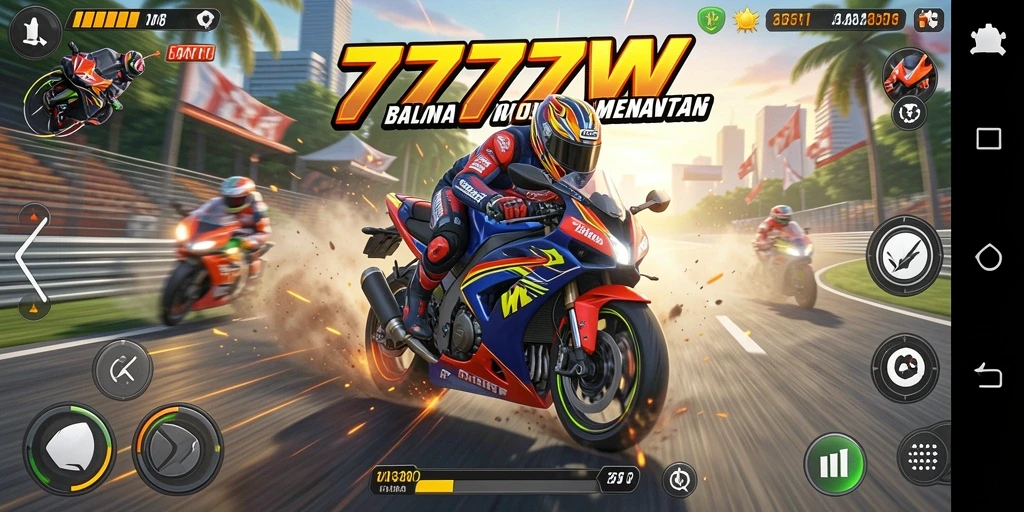 Tampilan menarik dari balapan motor di 7777W.