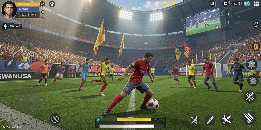 Screenshot gameplay DEWANUSA menampilkan aksi olahraga yang intens dan mendebarkan.