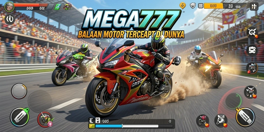 Gameplay MEGA777 yang mendebarkan dalam balapan motor.